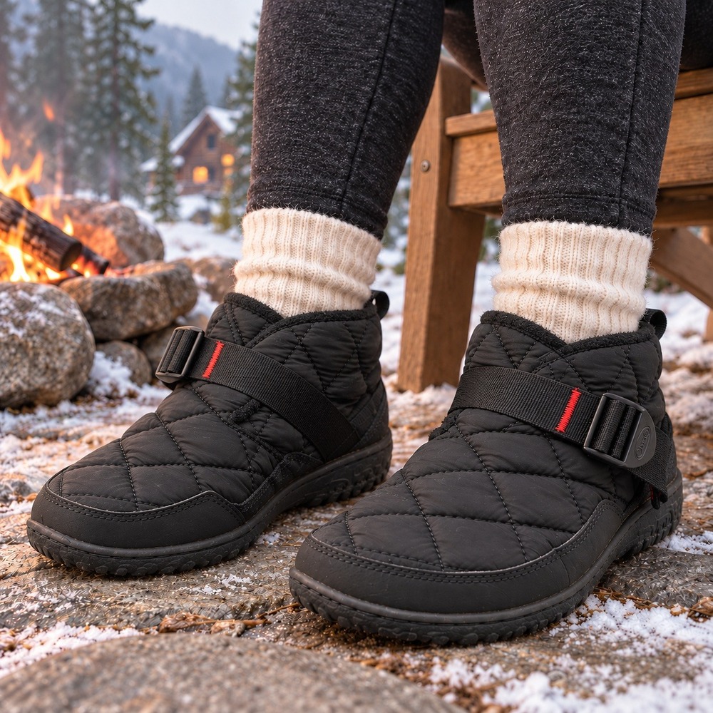 Chaco Ramble Puff Bootie Women 6 Black Quilted Insulated Slipper Boots